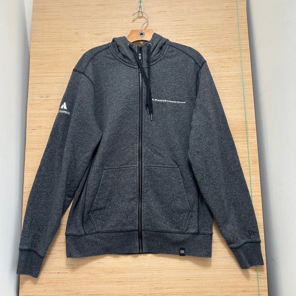 New Era Atlassian Enterprise Advocate Zip Up Hoodie Charcoal Heather Grey Mens M